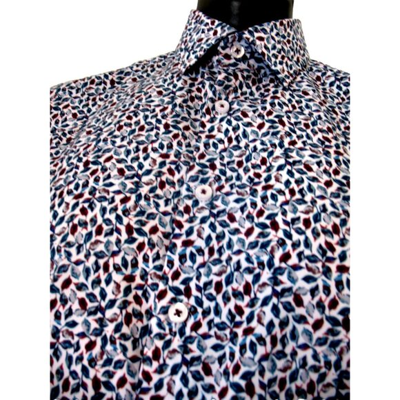SOUL OF LONDON Floral Print Shirt Size Medium. Blue/Burgundy, - Picture 9 of 12